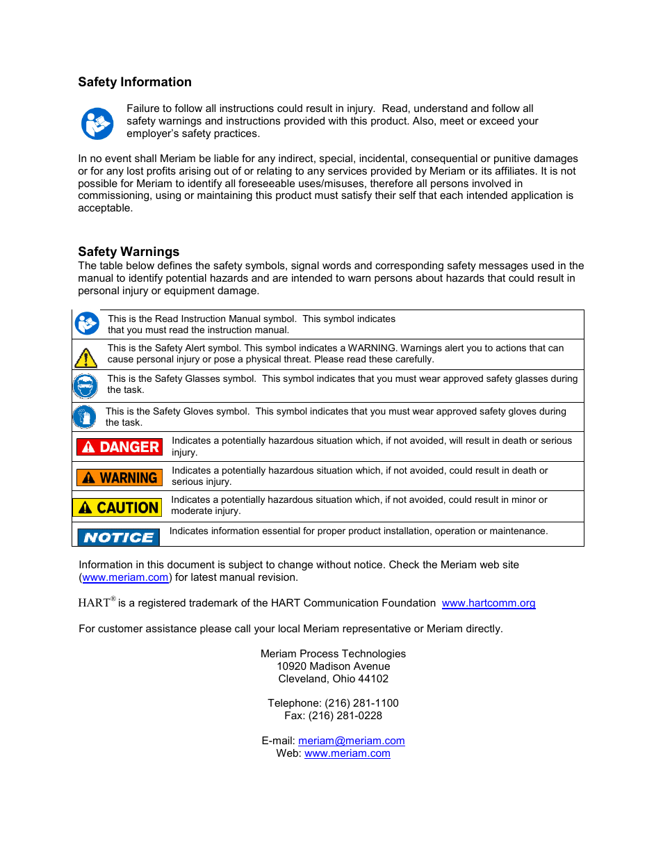 Meriam MFC5150 HART Communicator Manual User Manual | Page 2 / 45