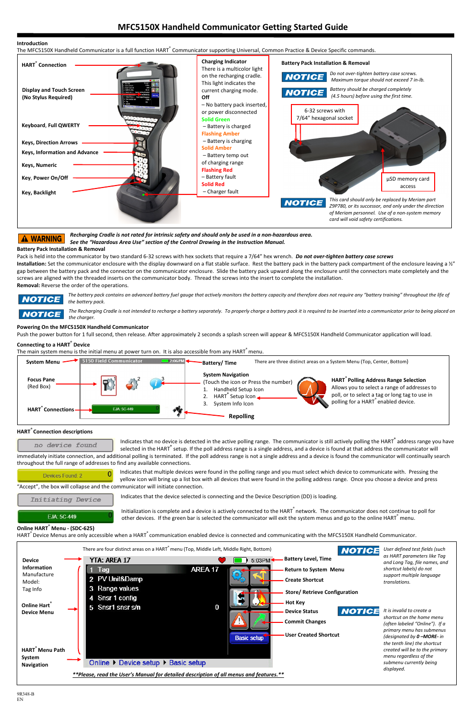 Meriam MFC5150 HART Communicator Quick Start Guide User Manual | 1 page