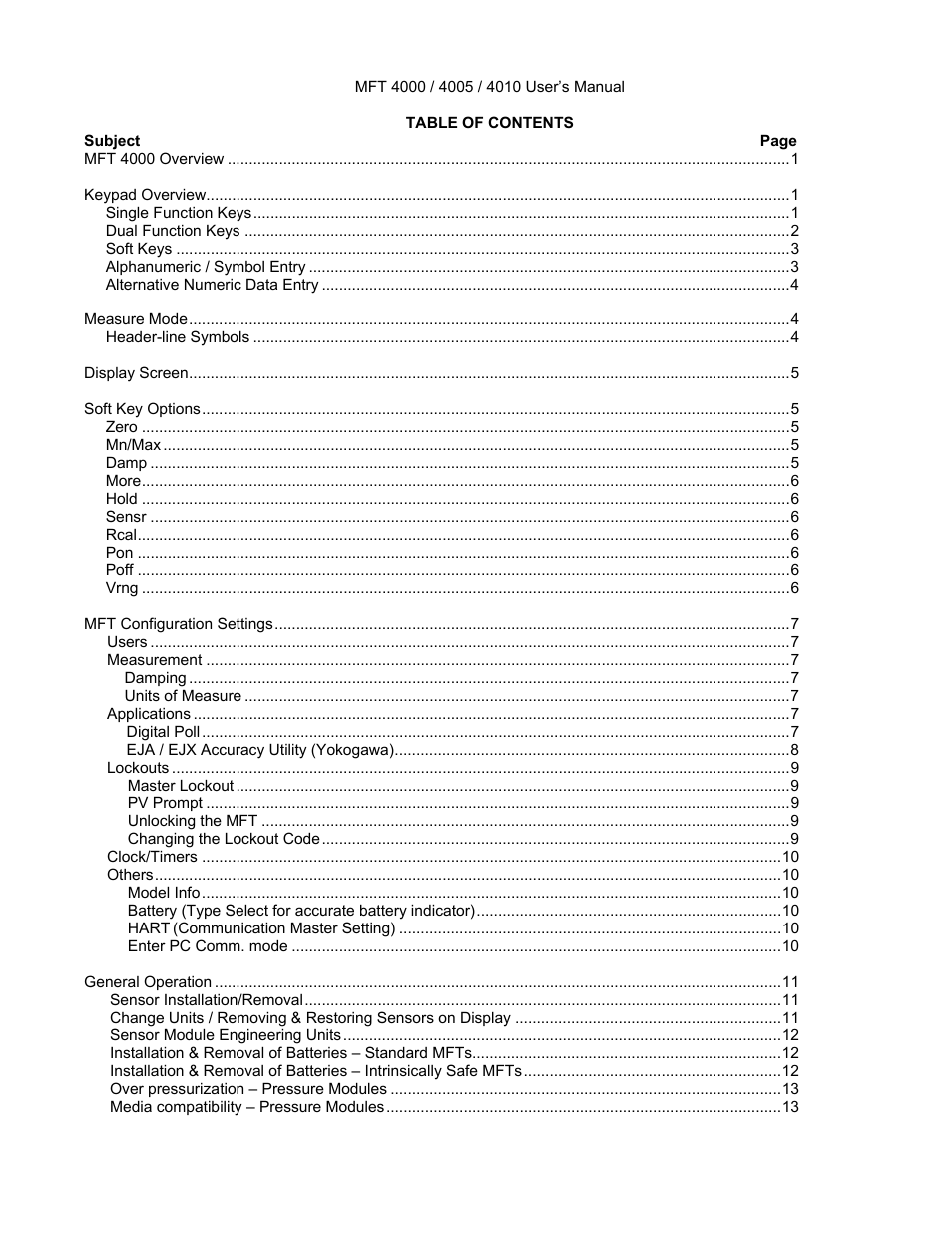 Meriam MFT 4010 Modular Calibrator_HART Communicator User Manual | Page 3 / 114