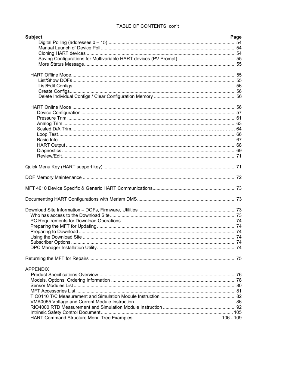 Meriam MFT 4010 Modular Calibrator_HART Communicator User Manual | Page 5 / 114