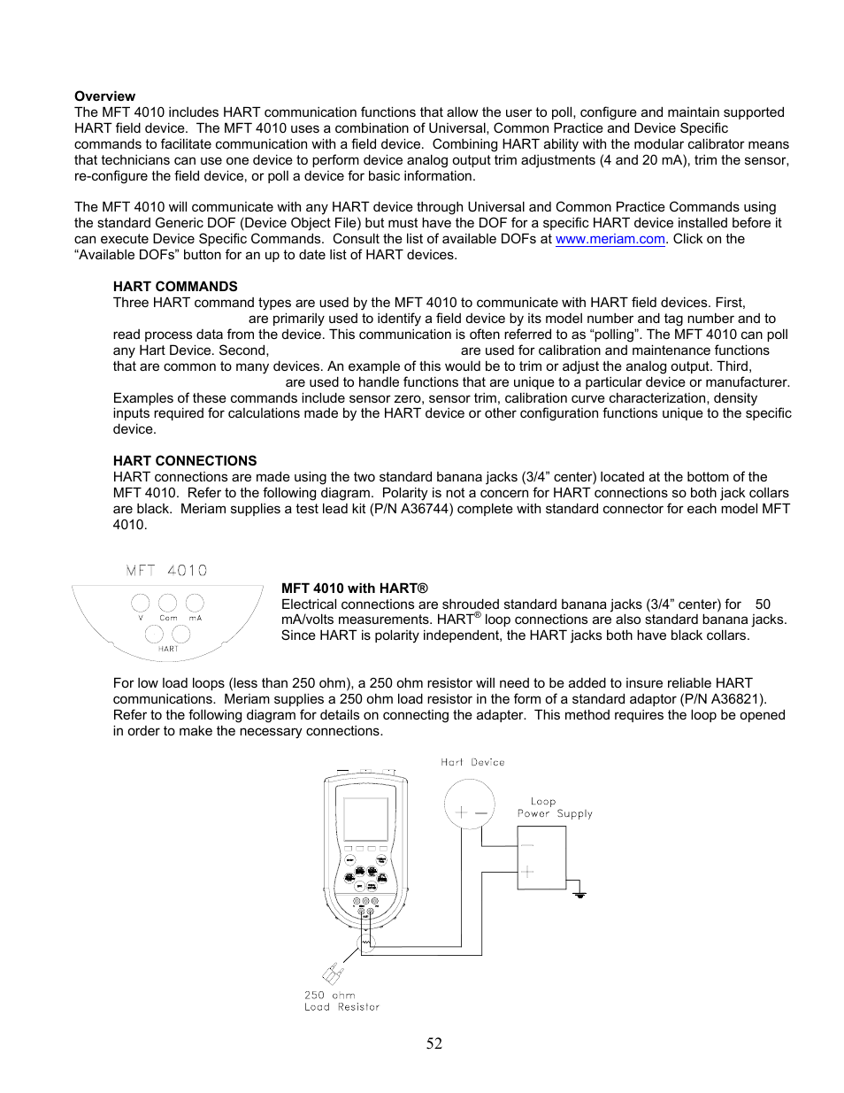 Meriam MFT 4010 Modular Calibrator_HART Communicator User Manual | Page 57 / 114