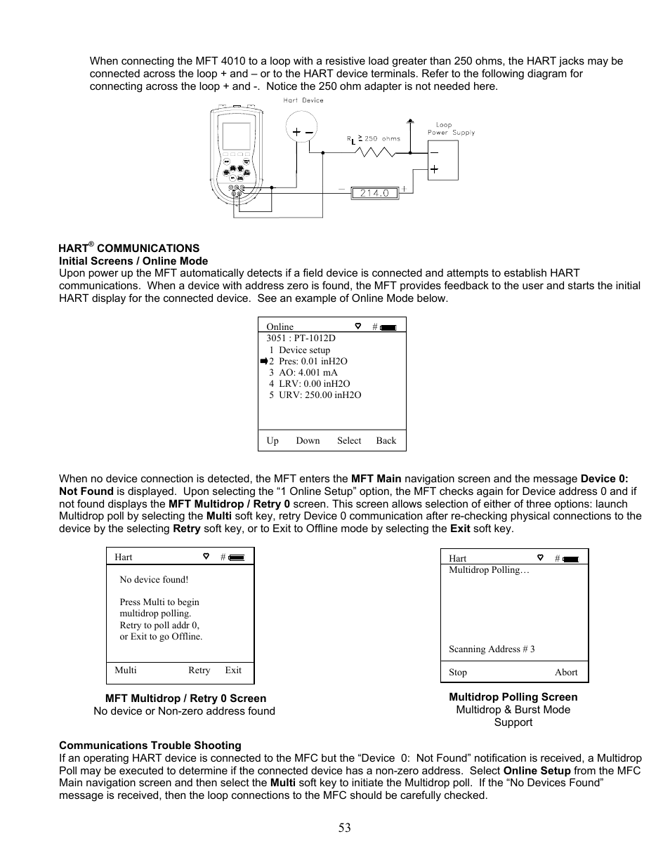 Meriam MFT 4010 Modular Calibrator_HART Communicator User Manual | Page 58 / 114