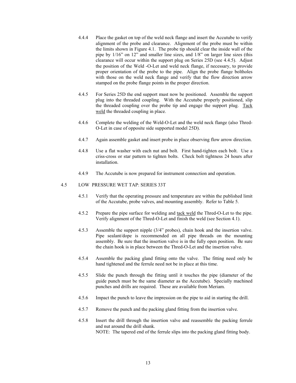 Meriam 70H_72H High Pressure Wet Tap Accutubes with Integral 3-Valve Head and Optional RTD User Manual | Page 13 / 31