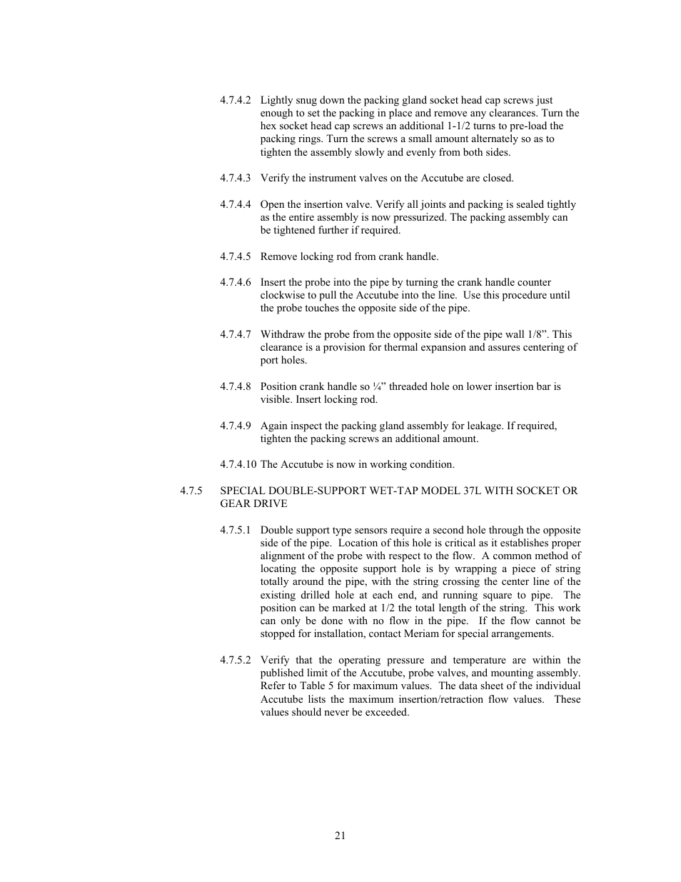 Meriam 70H_72H High Pressure Wet Tap Accutubes with Integral 3-Valve Head and Optional RTD User Manual | Page 21 / 31