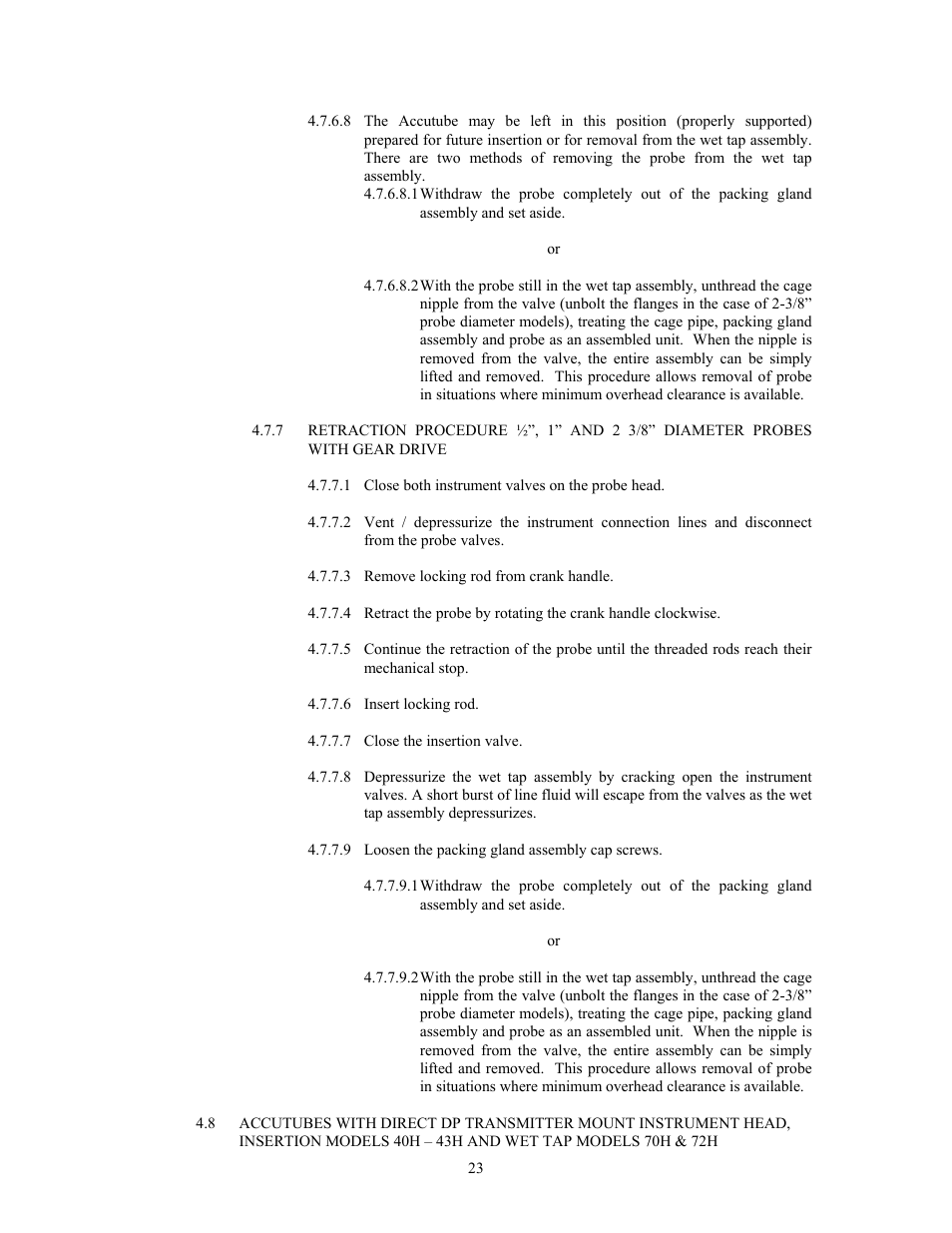 Meriam 70H_72H High Pressure Wet Tap Accutubes with Integral 3-Valve Head and Optional RTD User Manual | Page 23 / 31