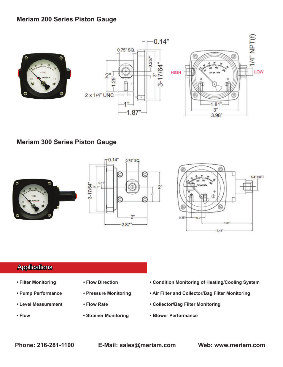 Meriam 300 Series Convoluted Diaphragm Gauge User Manual | Page 2 / 2