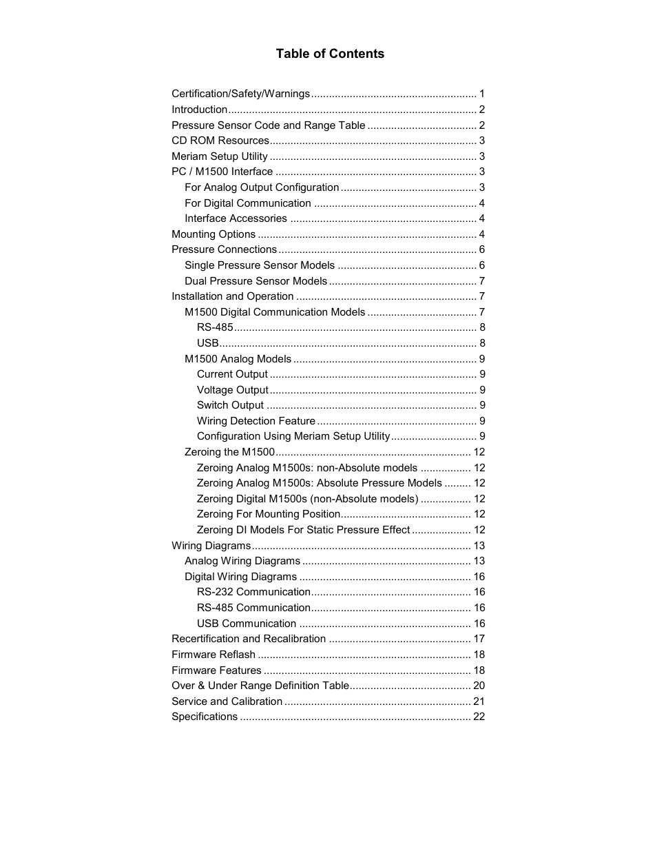 Meriam M1500 Digital Pressure Transmitter User Manual | Page 3 / 27