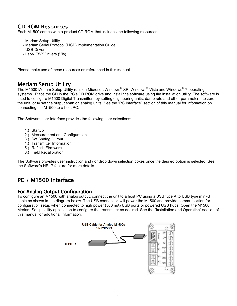 Cd rom, Meriam setup utility | Meriam M1500 Digital Pressure Transmitter User Manual | Page 7 / 27