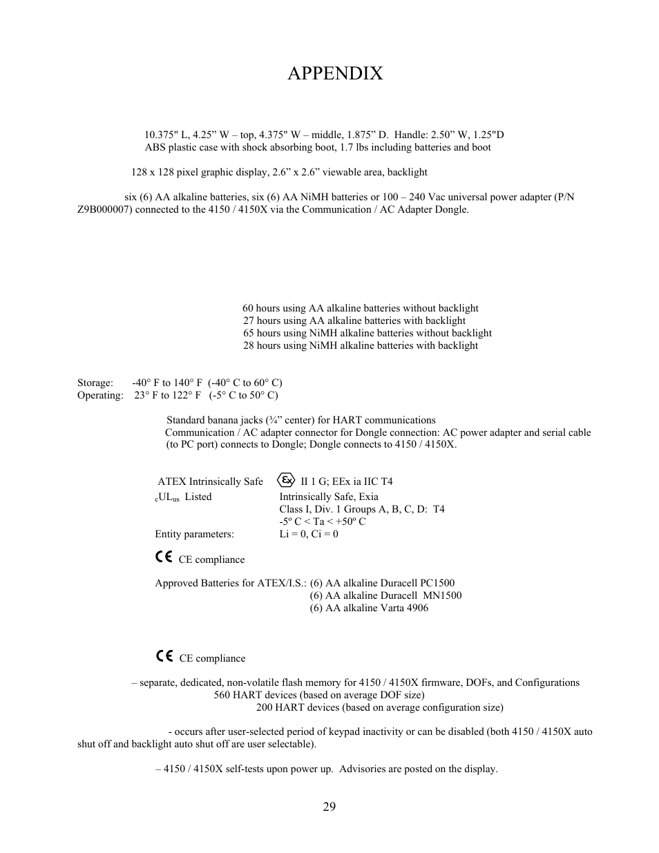 Appendix | Meriam 4150X ATEX I.S. Certified HART Communicator User Manual | Page 33 / 40