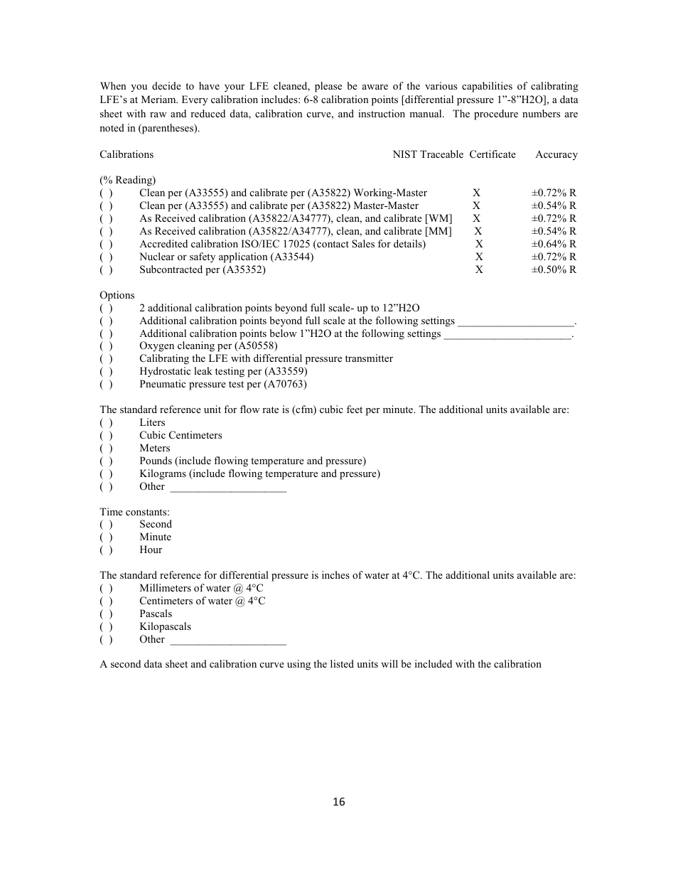 Meriam Laminar Flow Elements User Manual | Page 16 / 17