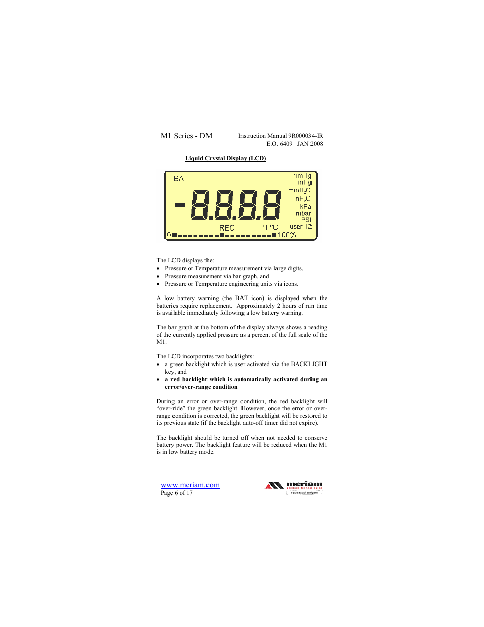 Meriam M1 – Series Digital Manometer User Manual | Page 6 / 17