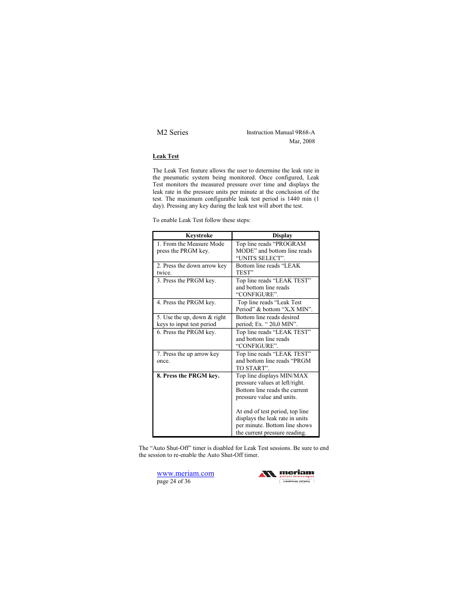 Meriam M202 Precision Absolute Manometer User Manual | Page 24 / 36