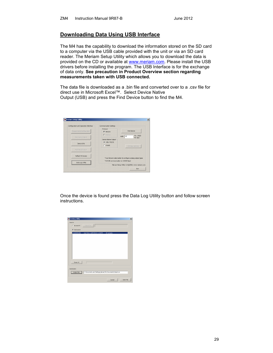 Meriam M4 Series Precision Calibrator Data Logger Manual User Manual | Page 29 / 40