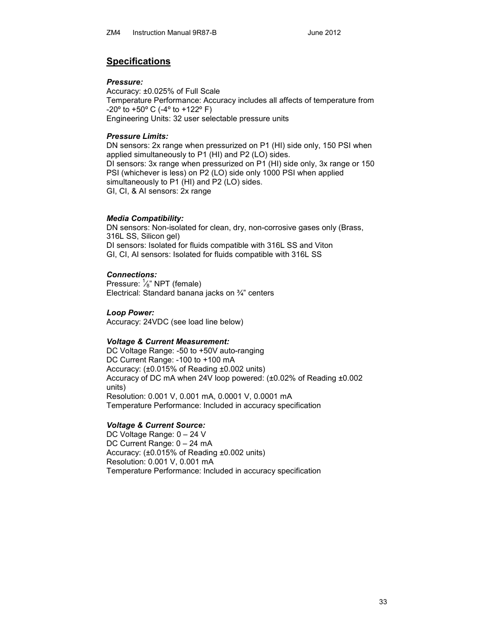 Meriam M4 Series Precision Calibrator Data Logger Manual User Manual | Page 33 / 40