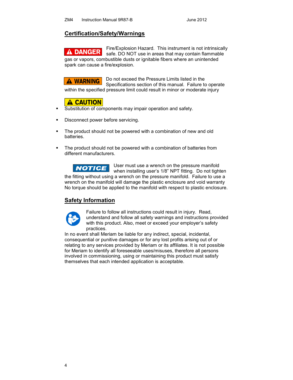 Meriam M4 Series Precision Calibrator Data Logger Manual User Manual | Page 4 / 40