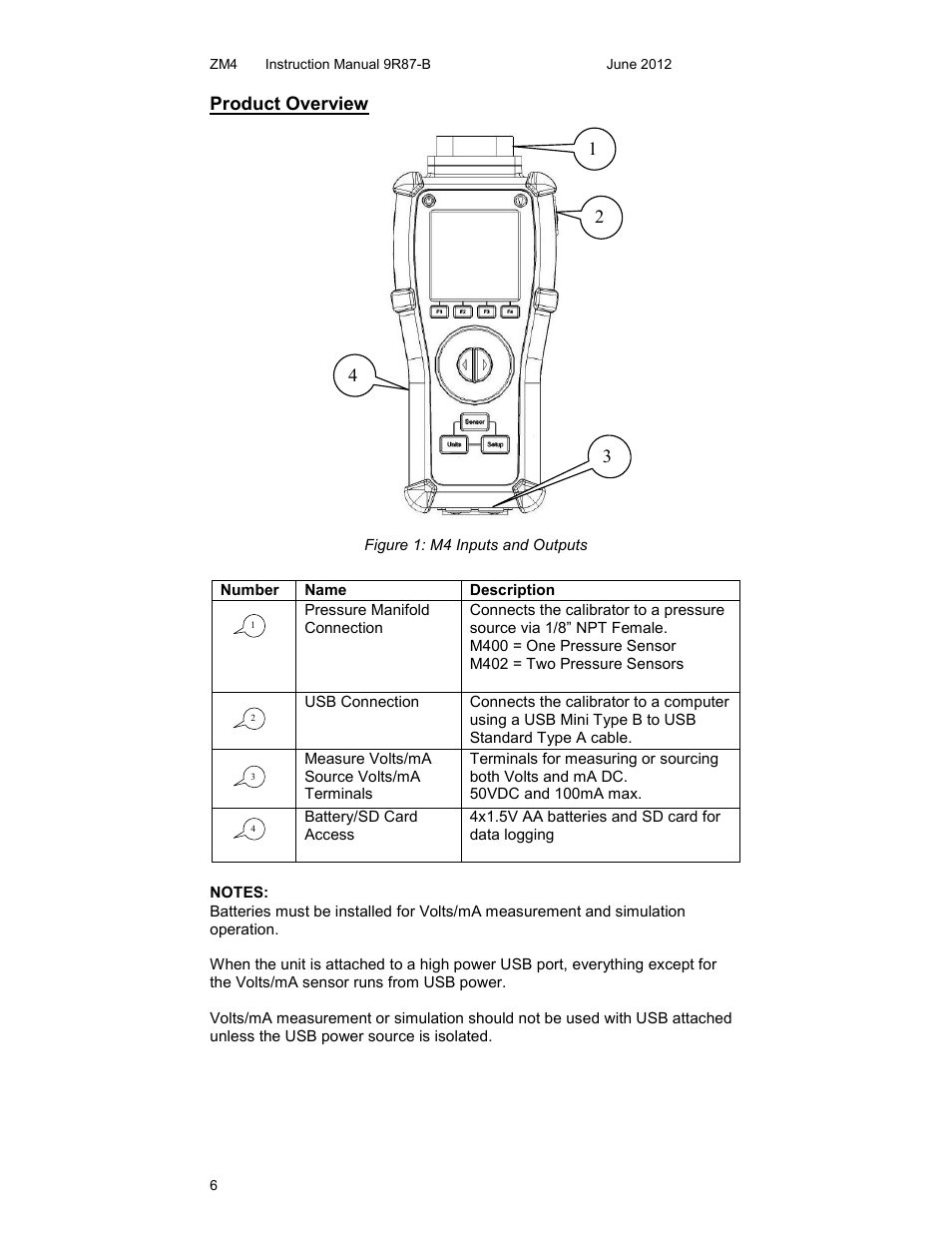 Meriam M4 Series Precision Calibrator Data Logger Manual User Manual | Page 6 / 40