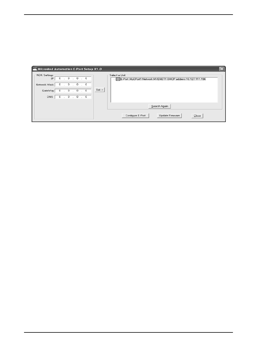 1 configuring the e-port unit ip address | Micromod Micro-DCI: EP1000A E-Port User Manual | Page 38 / 56