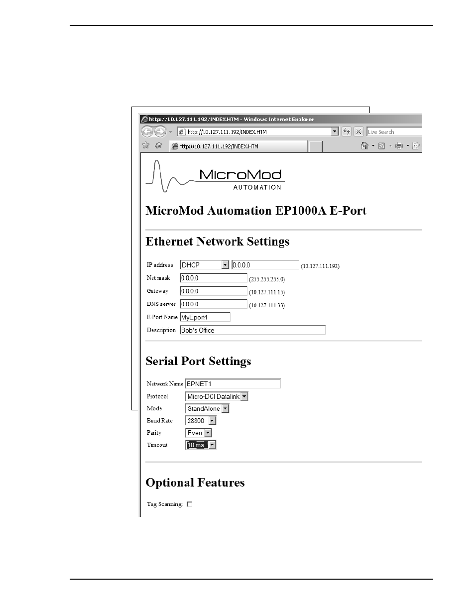 2 configure e-port unit parameters | Micromod Micro-DCI: EP1000A E-Port User Manual | Page 39 / 56