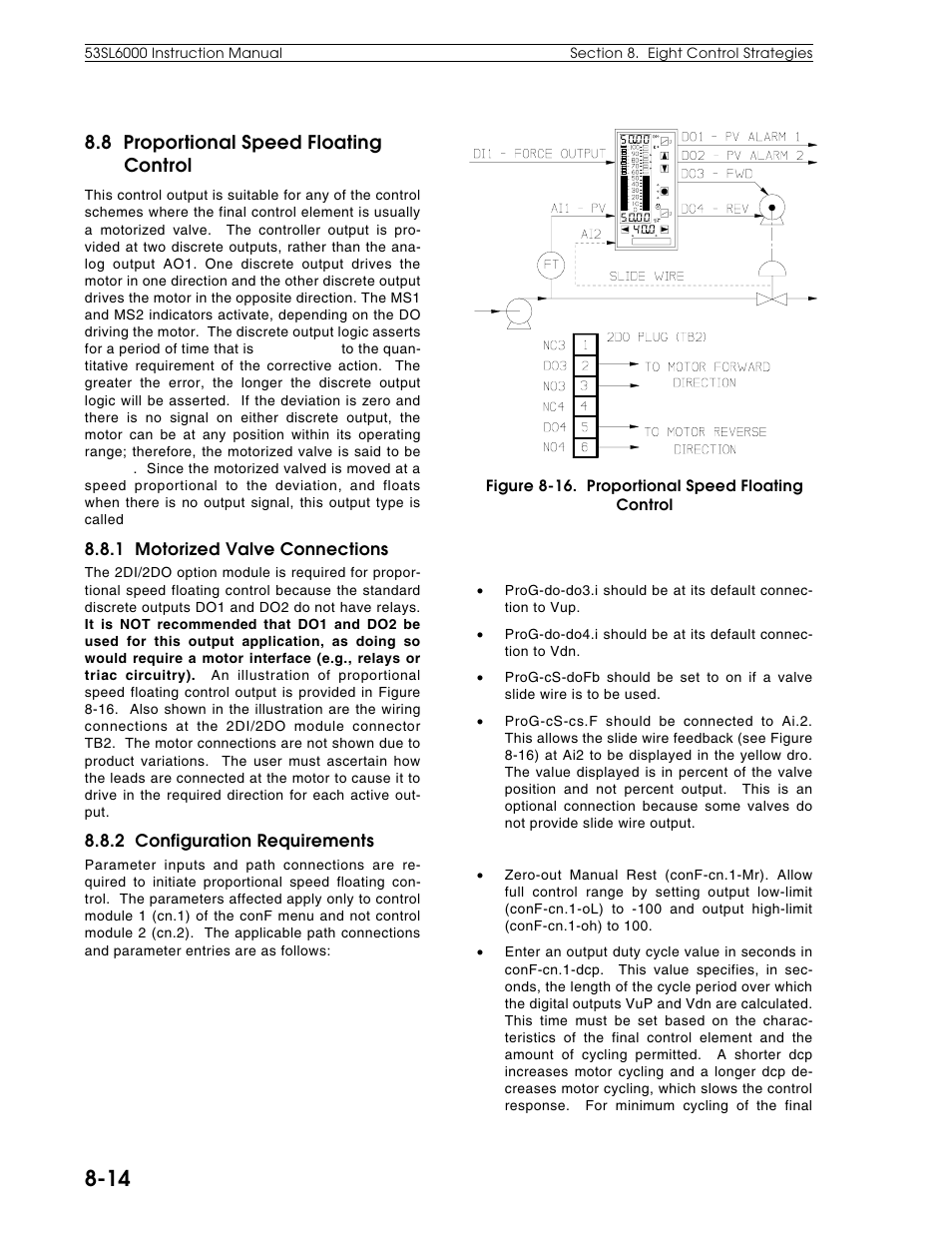 8 proportional speed floating control | Micromod Micro-DCI: 53SL6000 Single Loop Controller User Manual | Page 101 / 138