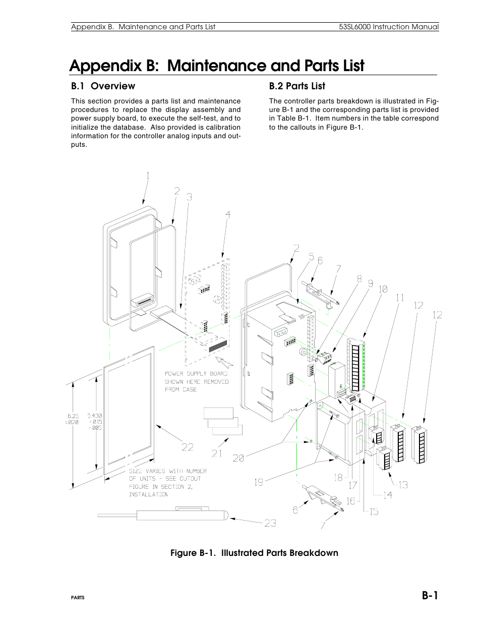 Appendix b: maintenance & parts list, B.1 overview, B.2 parts list | Appendix b: maintenance and parts list | Micromod Micro-DCI: 53SL6000 Single Loop Controller User Manual | Page 118 / 138