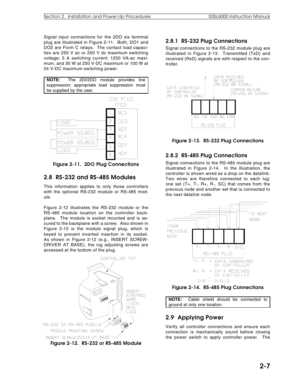 8 rs-232 & rs-485 modules, 9 applying power | Micromod Micro-DCI: 53SL6000 Single Loop Controller User Manual | Page 26 / 138
