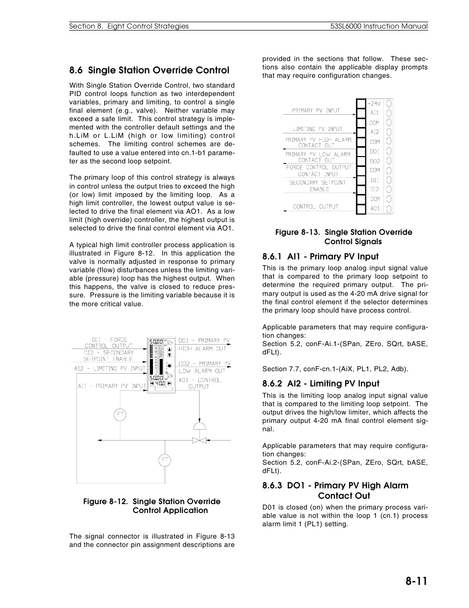6 single station override control | Micromod Micro-DCI: 53SL6000 Single Loop Controller User Manual | Page 98 / 138