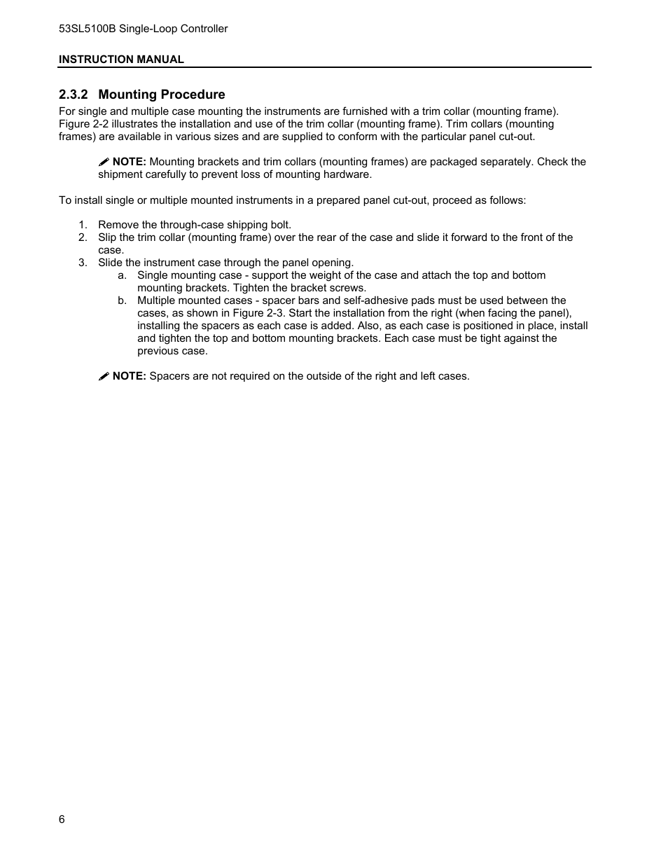 2 mounting procedure, Mounting procedure | Micromod Micro-DCI: 53SL5100B Single Loop Controller User Manual | Page 12 / 115