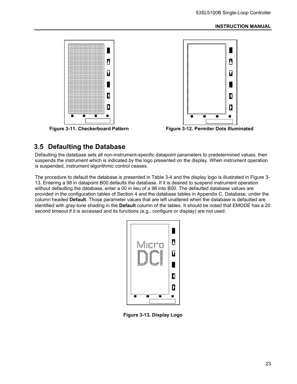 5 defaulting the database, Efaulting the, Atabase | Micromod Micro-DCI: 53SL5100B Single Loop Controller User Manual | Page 29 / 115