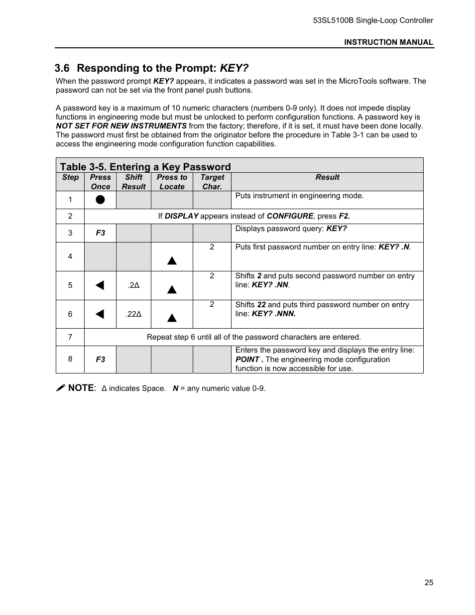 6 responding to the prompt: key, Esponding to the, Rompt | Micromod Micro-DCI: 53SL5100B Single Loop Controller User Manual | Page 31 / 115