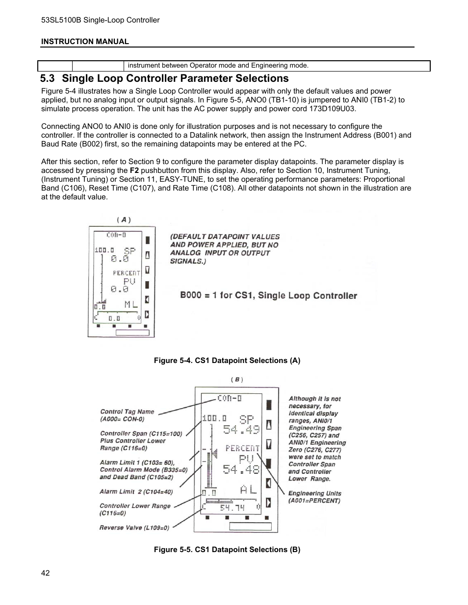 3 single loop controller parameter selections, Ingle, Ontroller | Arameter, Elections | Micromod Micro-DCI: 53SL5100B Single Loop Controller User Manual | Page 48 / 115