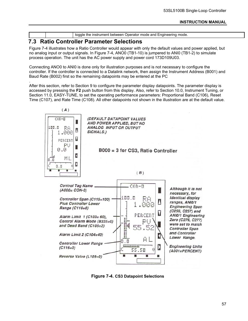 3 ratio controller parameter selections | Micromod Micro-DCI: 53SL5100B Single Loop Controller User Manual | Page 63 / 115