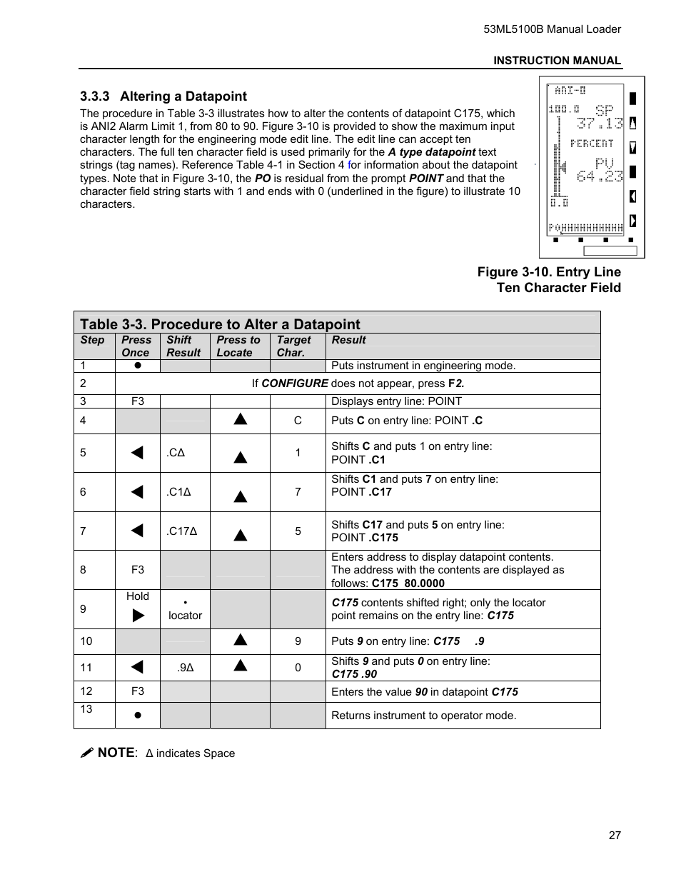 3 altering a datapoint, Altering a datapoint | Micromod Micro-DCI: 53ML5100 Manual Loader User Manual | Page 31 / 49