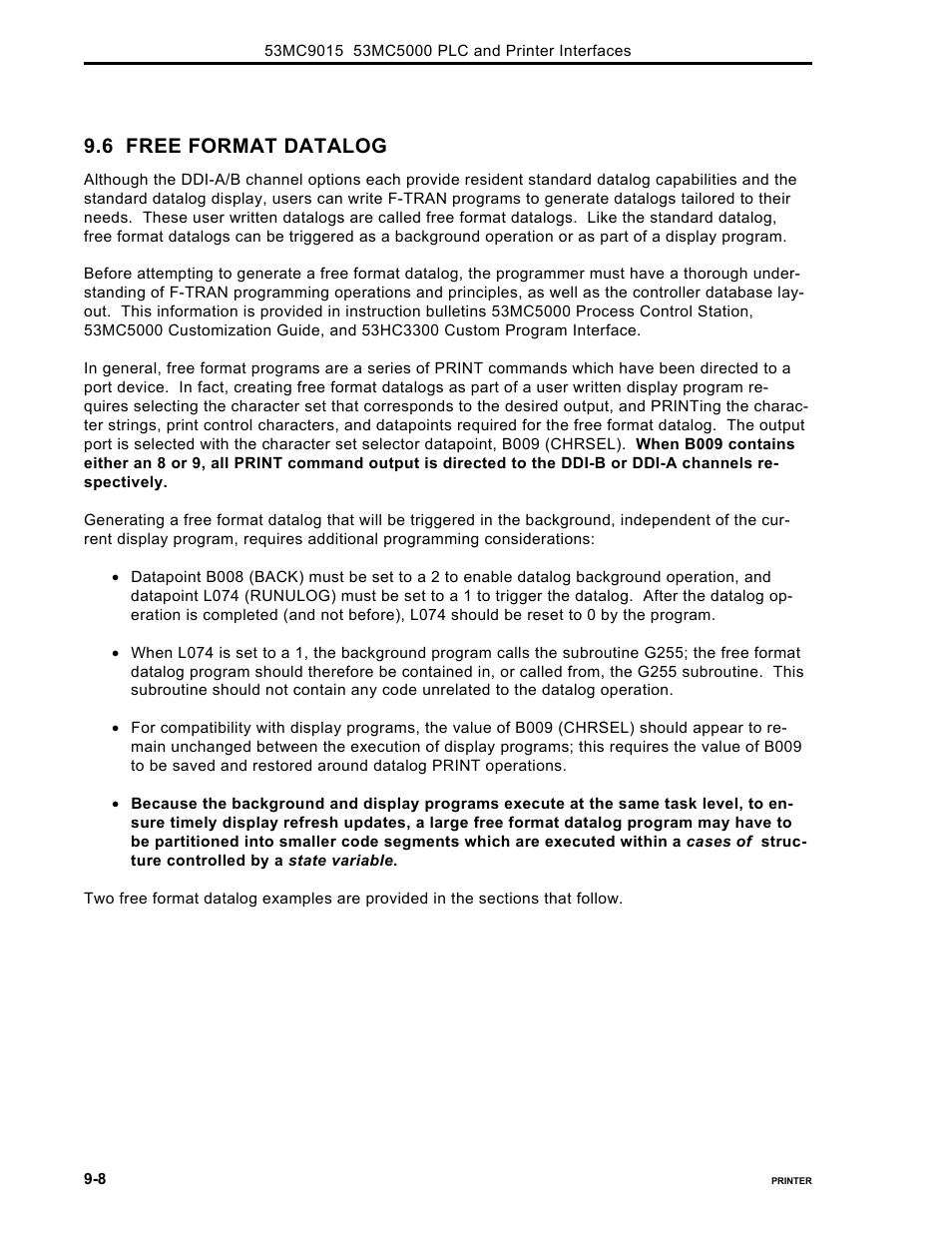 6 free format datalog | Micromod Micro-DCI: 53MC5000 PLC AND PRINTER INTERFACES User Manual | Page 108 / 124