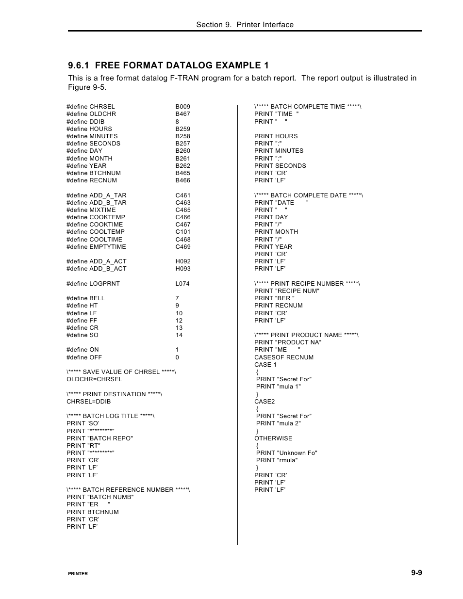 1 free format datalog example 1 | Micromod Micro-DCI: 53MC5000 PLC AND PRINTER INTERFACES User Manual | Page 109 / 124