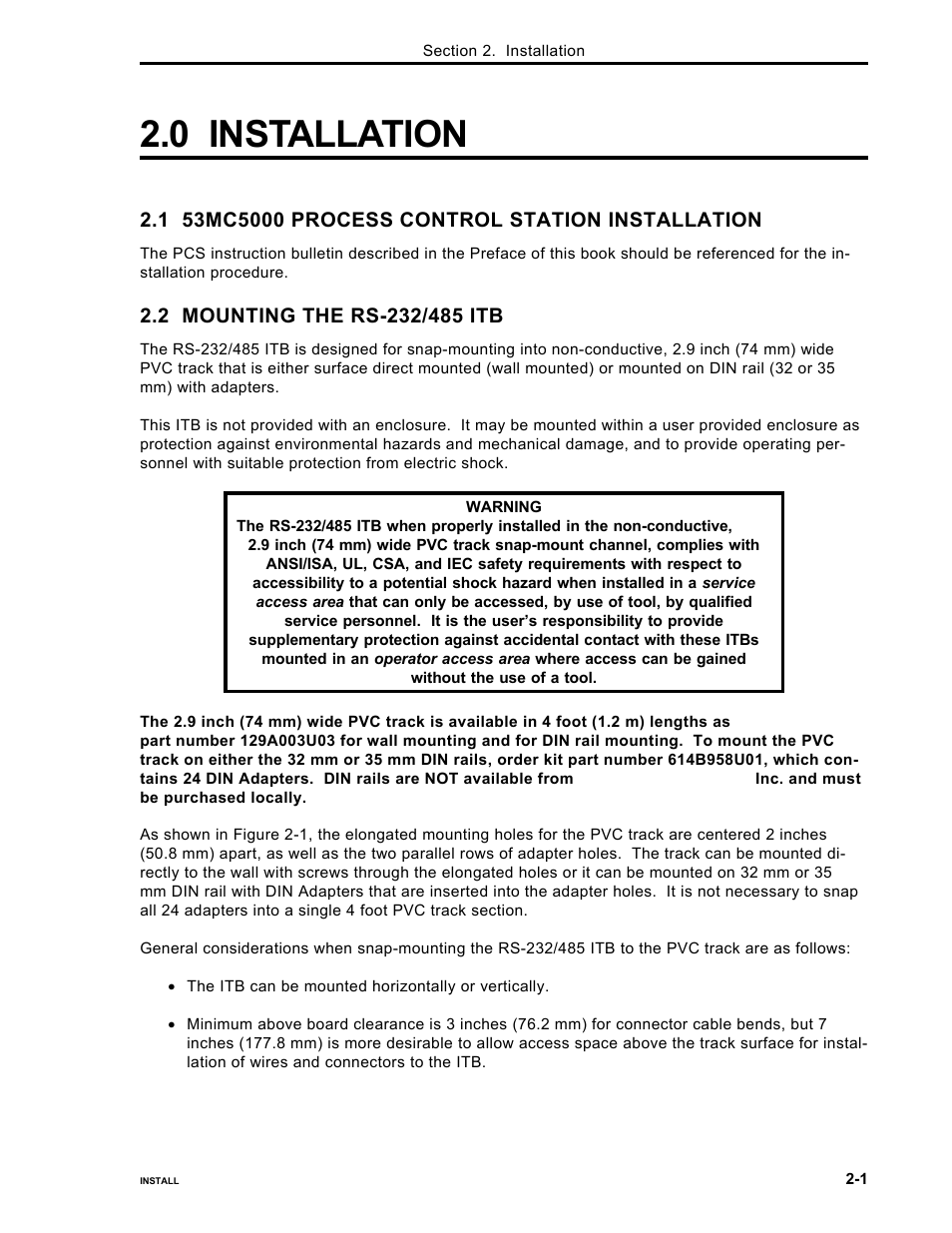 0 installation | Micromod Micro-DCI: 53MC5000 PLC AND PRINTER INTERFACES User Manual | Page 19 / 124