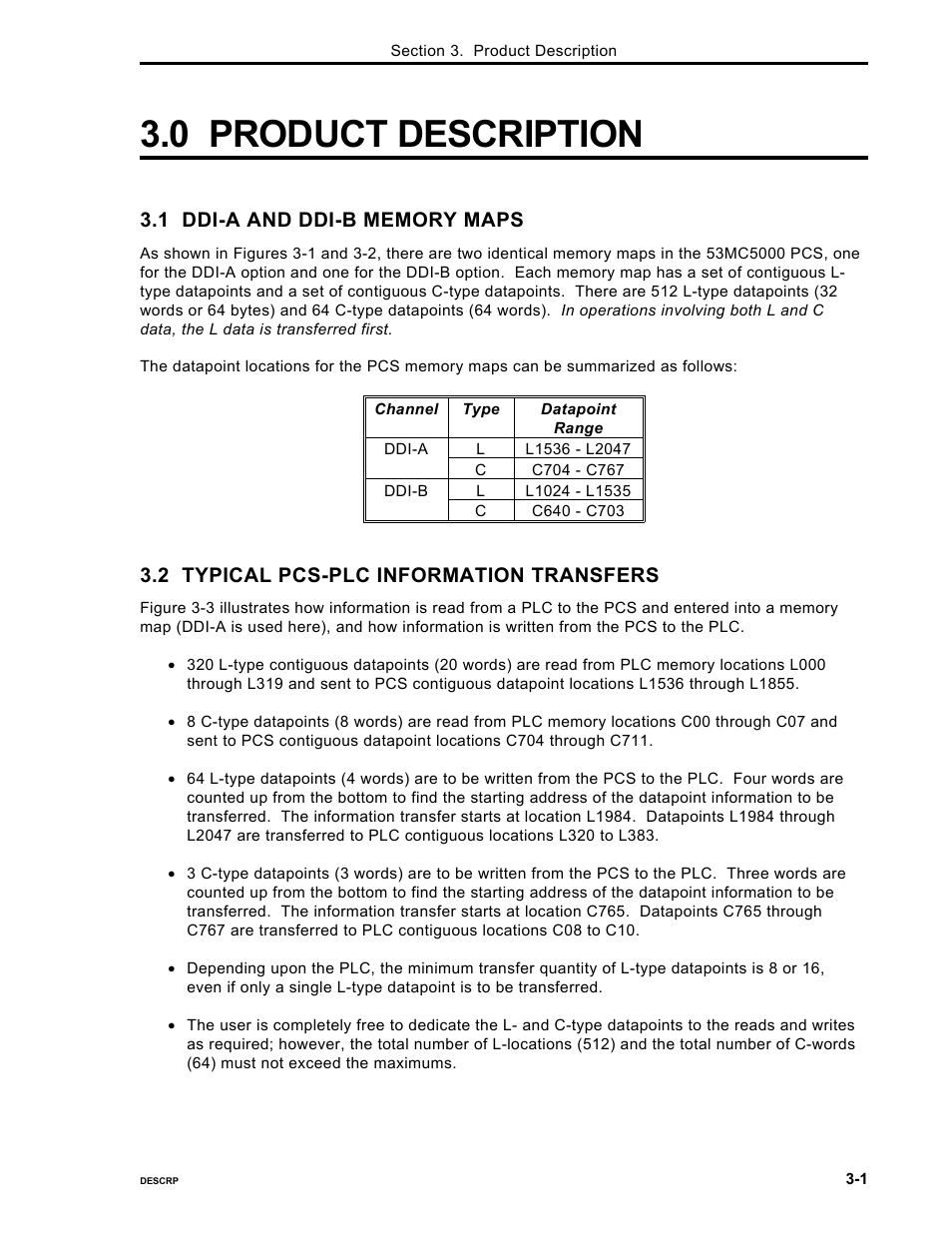 0 product description, 2 typical pcs-plc information transfers | Micromod Micro-DCI: 53MC5000 PLC AND PRINTER INTERFACES User Manual | Page 25 / 124