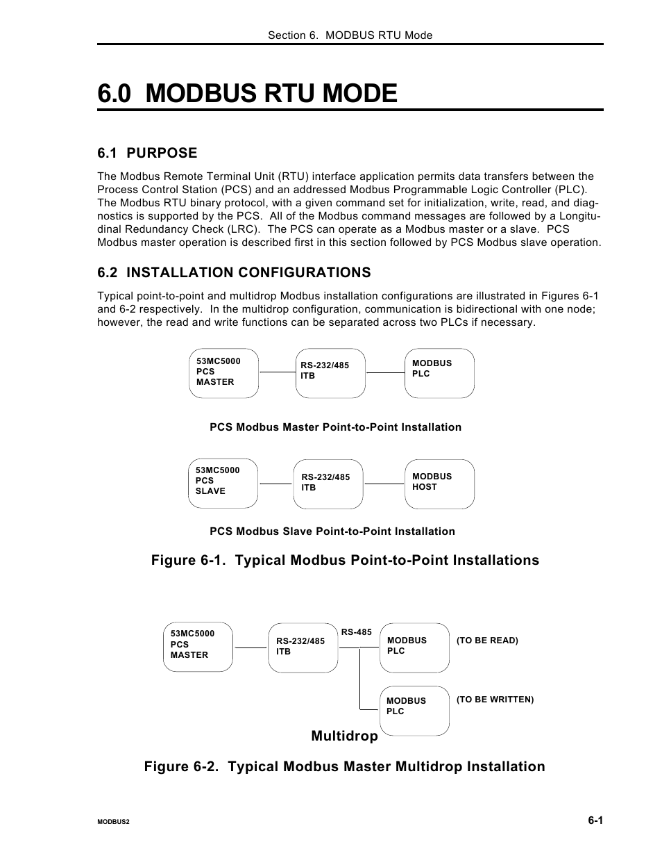 0 modbus rtu mode, 1 purpose, 2 installation configurations | Micromod Micro-DCI: 53MC5000 PLC AND PRINTER INTERFACES User Manual | Page 65 / 124