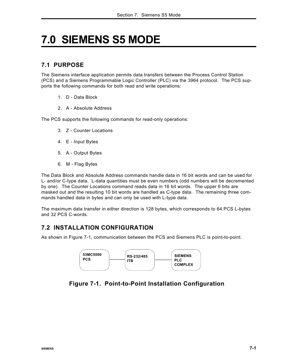 0 siemens s5 mode, 1 purpose, 2 installation configuration | Micromod Micro-DCI: 53MC5000 PLC AND PRINTER INTERFACES User Manual | Page 85 / 124