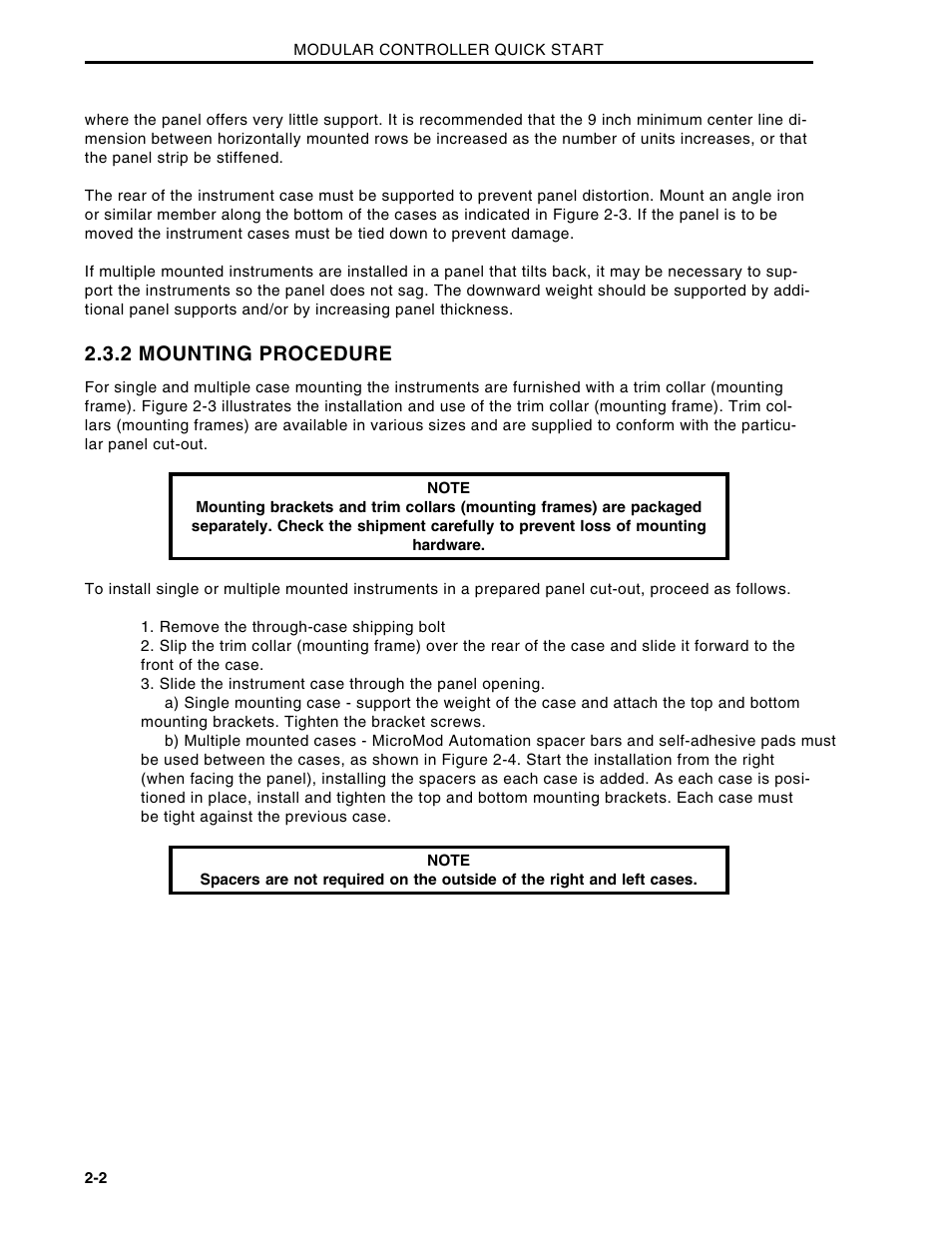 2 mounting procedure | Micromod Micro-DCI: 53MC5000 Multi-Loop Process Controller Installation User Manual | Page 12 / 99