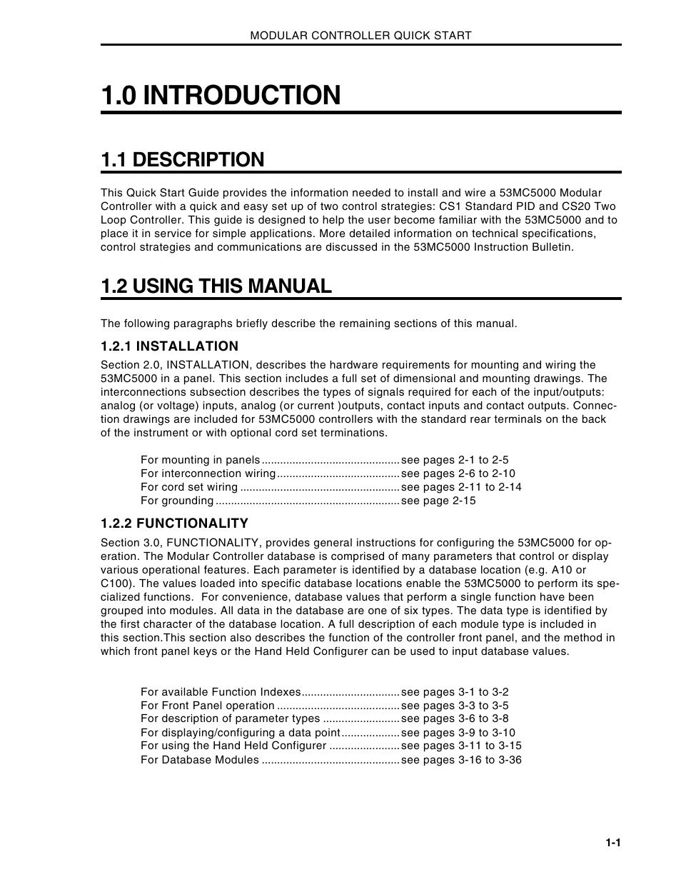 0 introduction, 1 description, 2 using this manual | Micromod Micro-DCI: 53MC5000 Multi-Loop Process Controller Installation User Manual | Page 6 / 99