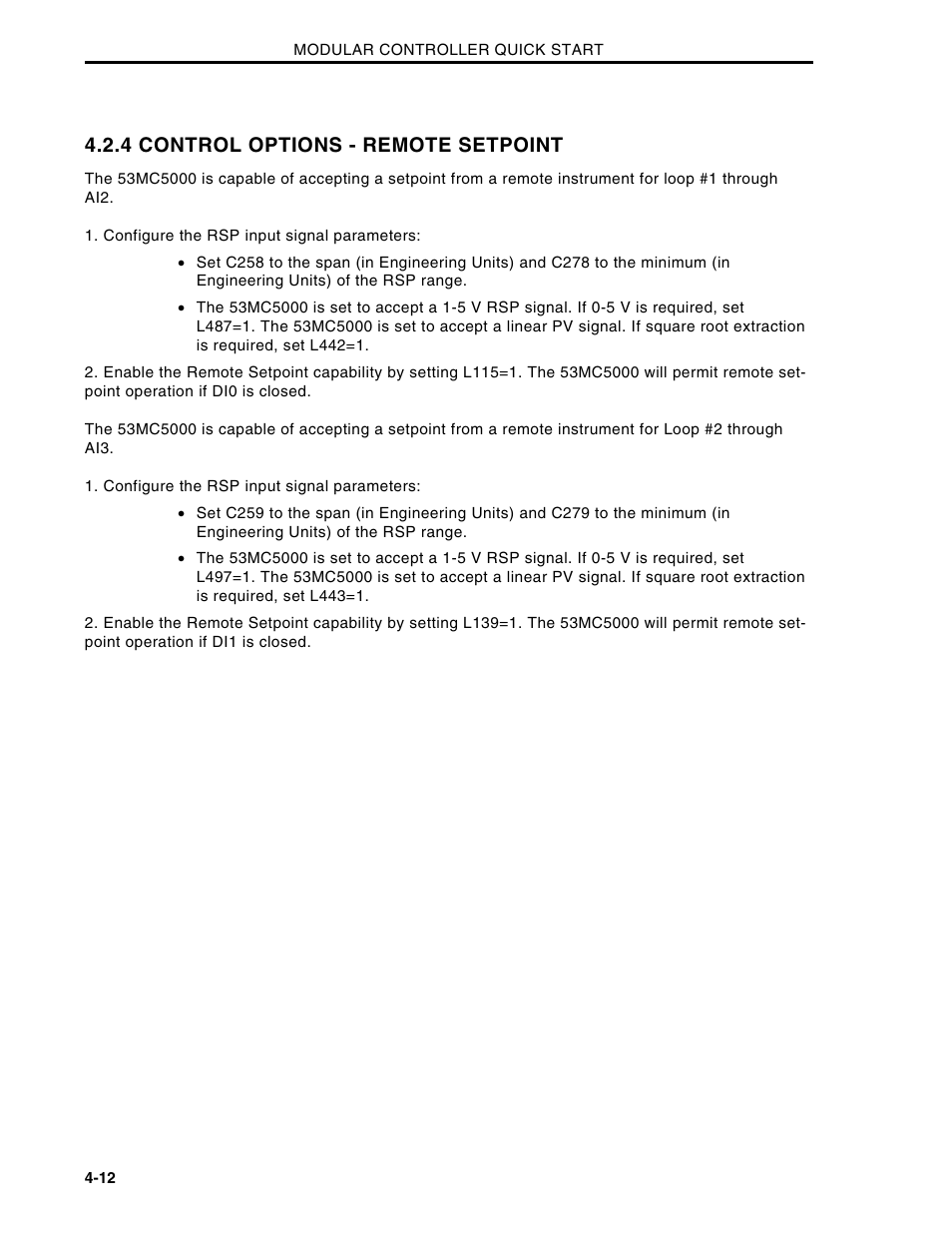 4 control options - remote setpoint | Micromod Micro-DCI: 53MC5000 Multi-Loop Process Controller Installation User Manual | Page 82 / 99