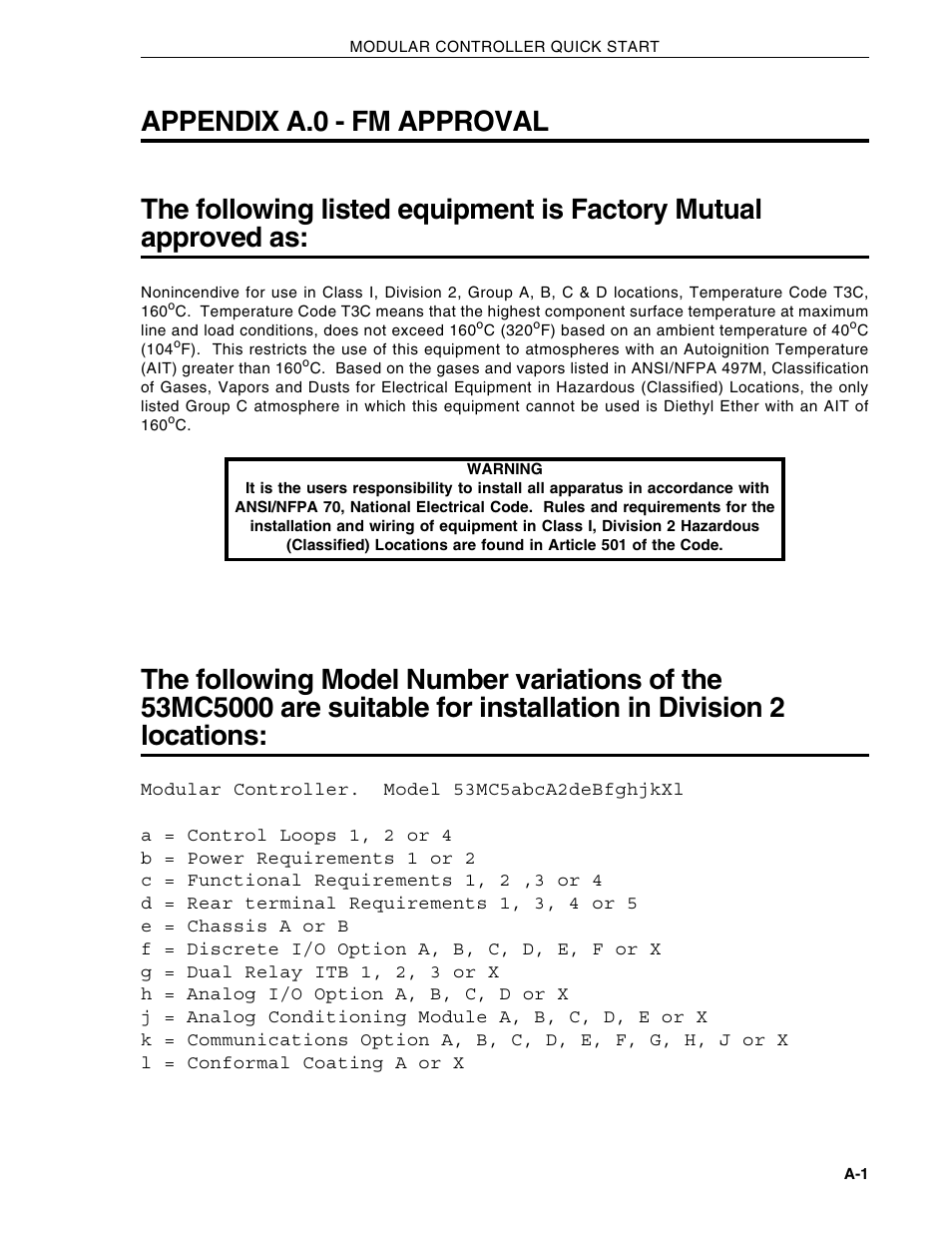 Appendix a.0 - fm approval | Micromod Micro-DCI: 53MC5000 Multi-Loop Process Controller Installation User Manual | Page 84 / 99