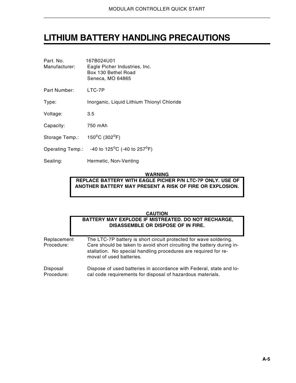 Lithium battery handling precautions | Micromod Micro-DCI: 53MC5000 Multi-Loop Process Controller Installation User Manual | Page 88 / 99