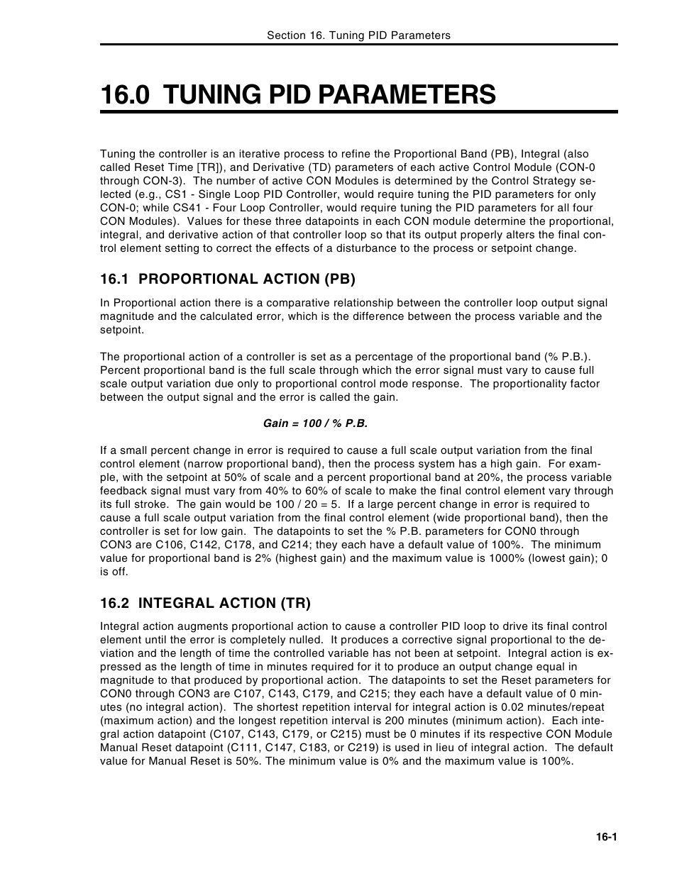 0 tuning pid parameters | Micromod Micro-DCI: 53MC5000 Multi-Loop Process Controller Instruction Manual User Manual | Page 298 / 406