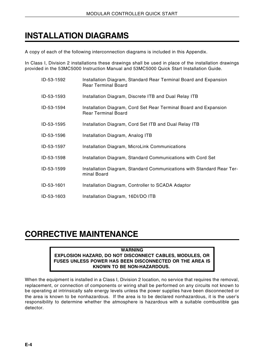 Installation diagrams, Corrective maintenance | Micromod Micro-DCI: 53MC5000 Multi-Loop Process Controller Instruction Manual User Manual | Page 394 / 406