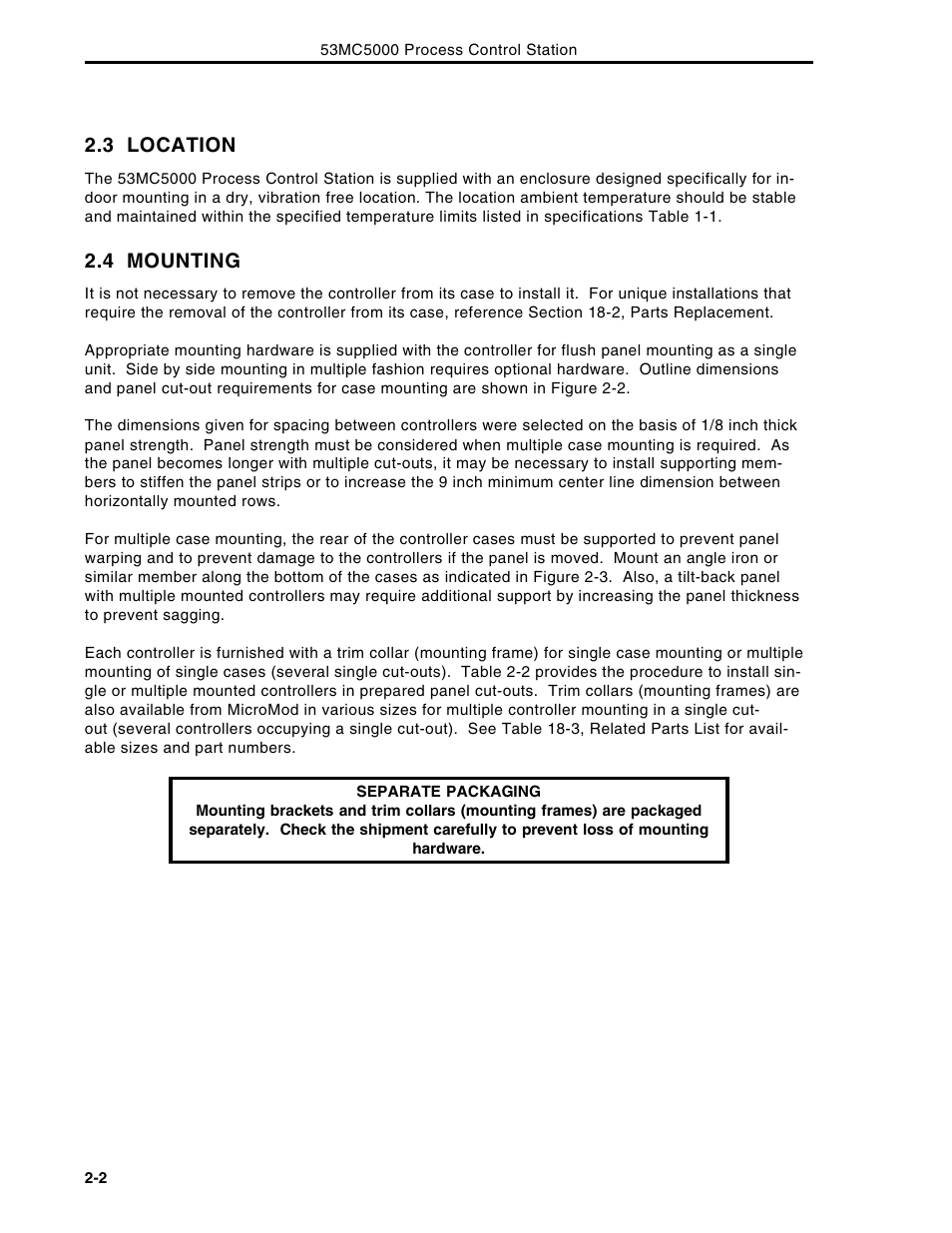 3 location, 4 mounting | Micromod Micro-DCI: 53MC5000 Multi-Loop Process Controller Instruction Manual User Manual | Page 41 / 406