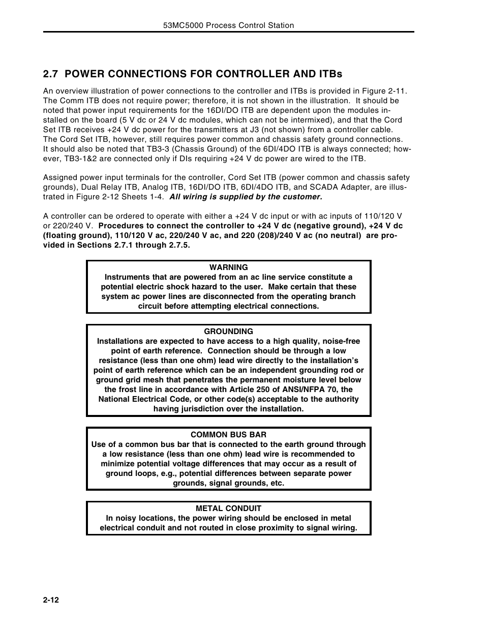 7 power connections for controller and itbs | Micromod Micro-DCI: 53MC5000 Multi-Loop Process Controller Instruction Manual User Manual | Page 51 / 406