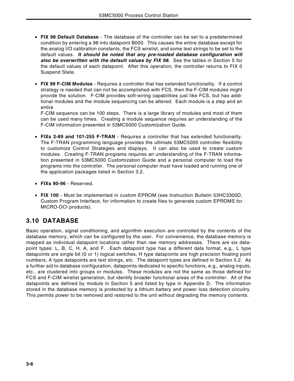 10 database | Micromod Micro-DCI: 53MC5000 Multi-Loop Process Controller Instruction Manual User Manual | Page 89 / 406