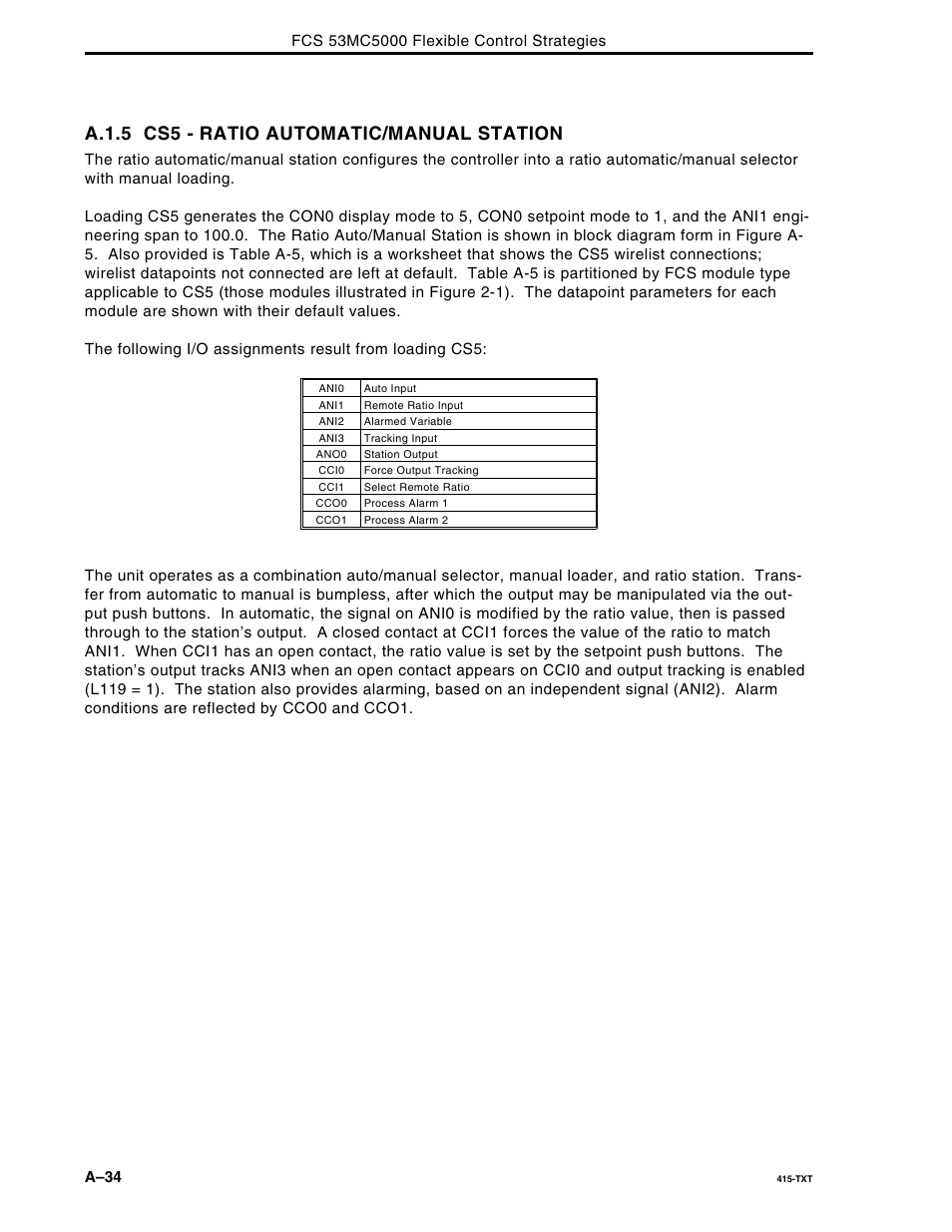 A.1.5 cs5 - ratio automatic/manual station | Micromod Micro-DCI: 53MC5000 Multi-Loop Process Controller FLEXIBLE CONTROL STRATEGIES User Manual | Page 124 / 201