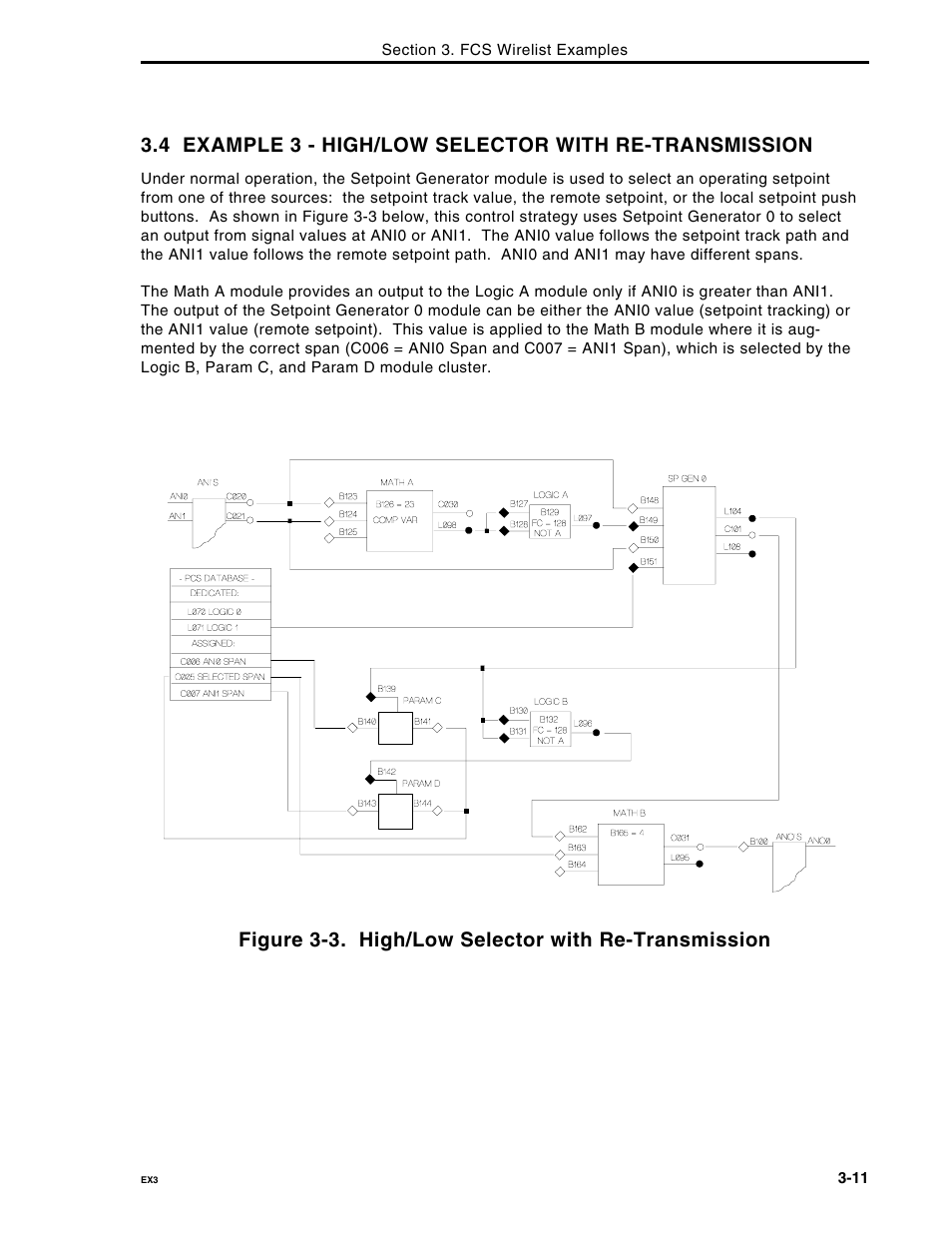 Figure 3-3. high/low selector with re-transmission | Micromod Micro-DCI: 53MC5000 Multi-Loop Process Controller FLEXIBLE CONTROL STRATEGIES User Manual | Page 76 / 201